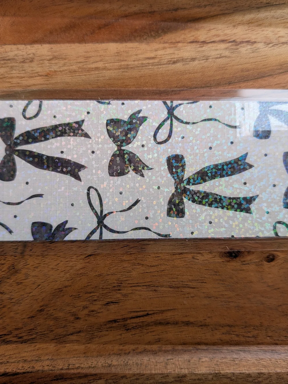 Holographic Bow Ribbon Bookmark - White and Iridescent